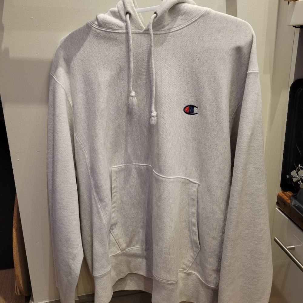Champion Reverse Weave Hoodie Silver Grey Women's Medium